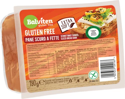 BALVITEN Glutenfrei geschnittenes dunkles Brot, 190 g, zertifiziert, extra weich, vegan, ohne Weizen, langlebig von Balviten gluten - free