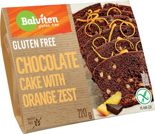 BALVITEN Glutenfreier Schokoladenkuchen mit Orangenzesten, 220g, zertifiziert, ohne Weizen, ohne Palmöl, MAP-verpackt, feucht, weich, köstlich von Balviten gluten - free