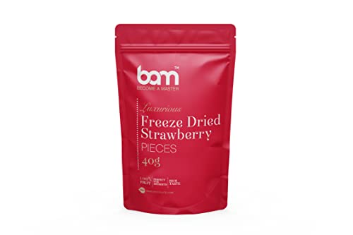 BAM Gefriergetrocknete Früchte, 40 Gramm, natürliche Frucht, perfekte Desserts, reichhaltiger Geschmack (Erdbeere) von BAM