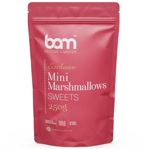 BAM Mini Marshmallows, Tortenstreusel, Ideal zum Dekorieren von Torten, 250 g (Rosa, Creme und Weiß) von BAM