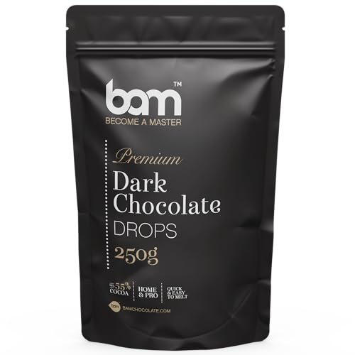 BAM Premium Dark Chocolate Drops, Callets, Chips zum Schmelzen, Backen für Zuhause und Profi (250 g) von BAM