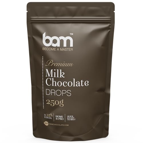 BAM Premium Milchschokolade Drops, Callets, Chips zum Schmelzen, Backen für Zuhause und Profi (250 g) von BAM