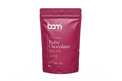 BAM Premium Chocolate Drops mit Geschmack, Callets, Chips zum Schmelzen, Backen für Zuhause und Profi (Ruby schokolade, 250 g) von BAM