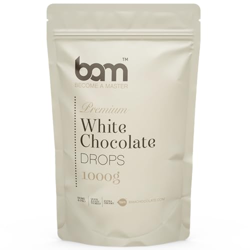 BAM Weiße Schokolade Drops, Tropfen, Callets zum Schmelzen, Backen für Zuhause und Profi (1 kg) BAM Weiße Schokolade Drops, Tropfen, Callets zum Schmelzen, Backen für Zuhause und Profi (1 kg) von BAM
