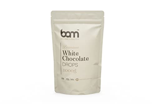 BAM Premium White Chocolate Drops, Callets, Chips zum Schmelzen, Backen für Zuhause und Profi, 1 kg (1 kg) von BAM