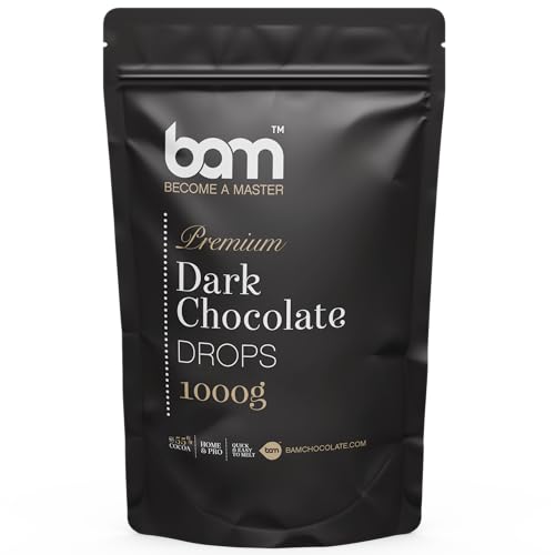 BAM Premium Dark Chocolate Drops, Callets, Chips zum Schmelzen, Backen für Zuhause und Profi (1 kg) von BAM