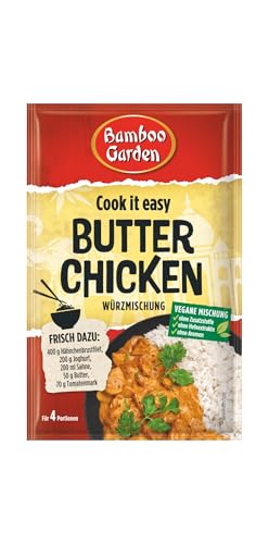 Bamboo Garden - Butter Chicken Würzmischung | Gewürz für Butter Chicken | Für 4 Portionen | Vegan, ohne Hefeextrakte, ohne Aromen | 25 g im Beutel Bamboo Garden - Butter Chicken Würzmischung | Gewürz für Butter Chicken | Für 4 Portionen | Vegan, ohne Hefeextrakte, ohne Aromen | 25 g im Beutel von Bamboo Garden