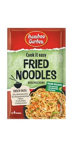 Bamboo Garden - Fried Noodles Würzmischung | Gewürz für gebratene Nudeln | Für 4 Portionen | Vegan, ohne Zusatzstoffe, ohne Hefeextrakte, ohne Aromen | 25 g im Beutel Bamboo Garden - Fried Noodles Würzmischung | Gewürz für gebratene Nudeln | Für 4 Portionen | Vegan, ohne Zusatzstoffe, ohne Hefeextrakte, ohne Aromen | 25 g im Beutel von Bamboo Garden