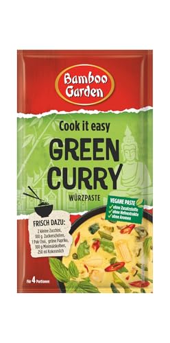 Bamboo Garden - Green Curry Würzpaste | Zum Zubereiten von grünem Thai Curry | Für 4 Portionen | Vegan, natürliche Zutaten | 45 g im Beutel Bamboo Garden - Green Curry Würzpaste | Zum Zubereiten von grünem Thai Curry | Für 4 Portionen | Vegan, natürliche Zutaten | 45 g im Beutel von Bamboo Garden