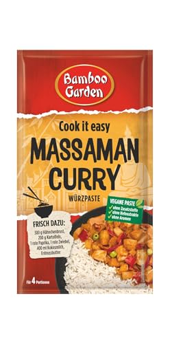 Bamboo Garden - Massaman Curry Würzpaste | Zum Würzen von Curry Hähnchenfleisch | Für 4 Portionen | Vegan, natürliche Zutaten | 45 g im Beutel Bamboo Garden - Massaman Curry Würzpaste | Zum Würzen von Curry Hähnchenfleisch | Für 4 Portionen | Vegan, natürliche Zutaten | 45 g im Beutel von Bamboo Garden