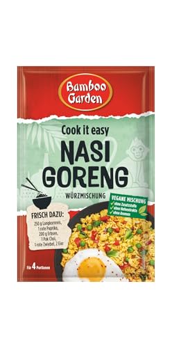 Bamboo Garden - Nasi Goreng Würzmischung | Zum Würzen von asiatischen Reisgerichten | Für 4 Portionen | Vegan, ohne Zusatzstoffe, ohne Hefeextrakte, ohne Aromen | 25 g im Beutel Bamboo Garden - Nasi Goreng Würzmischung | Zum Würzen von asiatischen Reisgerichten | Für 4 Portionen | Vegan, ohne Zusatzstoffe, ohne Hefeextrakte, ohne Aromen | 25 g im Beutel von Bamboo Garden