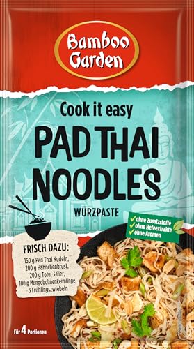 Bamboo Garden - Pad Thai Noodles Würzpaste | Zum Würzen von thailändischen Nudelgerichten | Für 4 Portionen | Ohne Zusatzstoffe, natürliche Zutaten | 45 g im Beutel Bamboo Garden - Pad Thai Noodles Würzpaste | Zum Würzen von thailändischen Nudelgerichten | Für 4 Portionen | Ohne Zusatzstoffe, natürliche Zutaten | 45 g im Beutel von Bamboo Garden