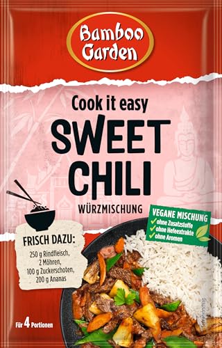 Bamboo Garden - Sweet Chili Seasoning Mix , Gewürzmischung für Sweet Chili , Für 4 Portionen , Ohne Geschmacksverstärker und Konservierungsstoffe , 1 x 25 g (Verpackungsdesign kann abweichen) von Bamboo Garden