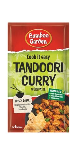Bamboo Garden - Tandoori Curry Würzpaste | Zum Würzen von Tandoori Chicken Curry | Für 4 Portionen | Vegan, natürliche Zutaten | 45 g im Beutel Bamboo Garden - Tandoori Curry Würzpaste | Zum Würzen von Tandoori Chicken Curry | Für 4 Portionen | Vegan, natürliche Zutaten | 45 g im Beutel von Bamboo Garden