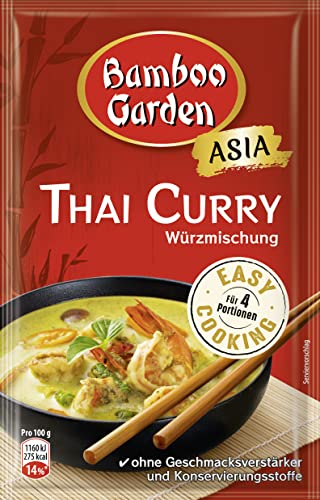 Bamboo Garden - Thai Curry Seasoning Mix , Gewürzmischung für Thai Curry , Für 4 Portionen , Ohne Geschmacksverstärker und Konservierungsstoffe , 1 x 25 g (Verpackungsdesign kann abweichen) von Bamboo Garden
