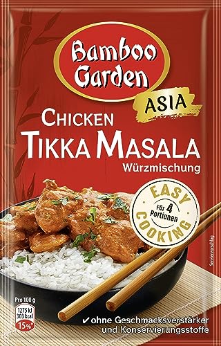 Bamboo Garden - Tikka Masala Seasoning Mix ,Gewürzmischung für Chicken Tikka Masala ,Für 4 Portionen ,Ohne Geschmacksverstärker und Konservierungsstoffe ,1 x 25 g (Verpackungsdesign kann abweichen) von Bamboo Garden