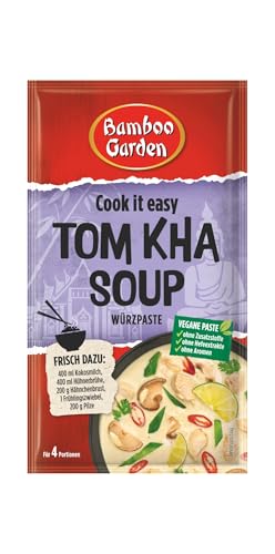 Bamboo Garden - Tom Kha Suppen Würzpaste | Zum Zubereiten von Tom Kha Suppe | Für 4 Portionen | Vegan, natürliche Zutaten | 45 g im Beutel Bamboo Garden - Tom Kha Suppen Würzpaste | Zum Zubereiten von Tom Kha Suppe | Für 4 Portionen | Vegan, natürliche Zutaten | 45 g im Beutel von Bamboo Garden