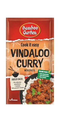 Bamboo Garden - Vindaloo Curry Würzpaste | Zum Würzen von Curry Hähnchenfleisch | Für 4 Portionen | Vegan, natürliche Zutaten | 45 g im Beutel Bamboo Garden - Vindaloo Curry Würzpaste | Zum Würzen von Curry Hähnchenfleisch | Für 4 Portionen | Vegan, natürliche Zutaten | 45 g im Beutel von Bamboo Garden