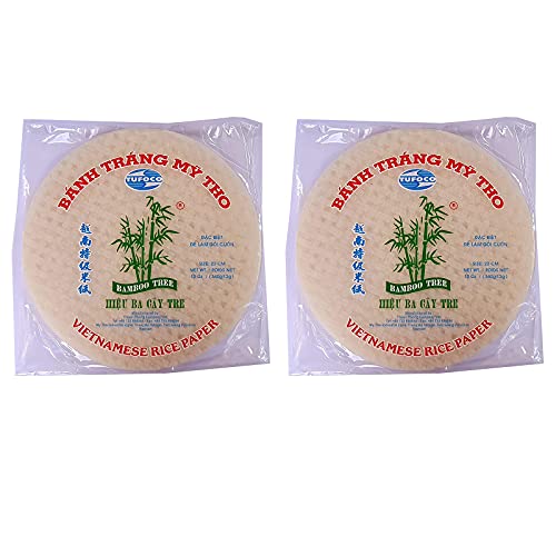 Runde vietnamesische Reispapierrolle, 22 cm, 340 g, Sommerrolle, Goi Cuon Banh Trang Frische Frühlingsrolle, 2 Stück von Bamboo Tree