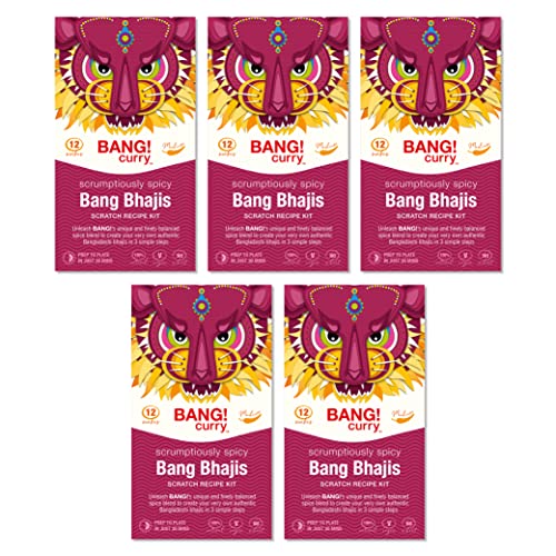 Bang! Bhajis Curry Kit von Bang! Curry | Packung mit 5 Curry-Kits | Kratzrezept-Kochset | Vegan, glutenfrei & keto freundlich | leckere Gewürzsets von Bang Curry