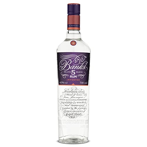 Banks 5 Island Blend Premium White Rum, ein erlesener Blend von Rums aus 5 Ländern: Jamaika, Trinidad und Tobago, Guyana, Barbados & Java, ideal als Rum-Geschenkset, 43% Vol., 70 cl/700 ml von Banks
