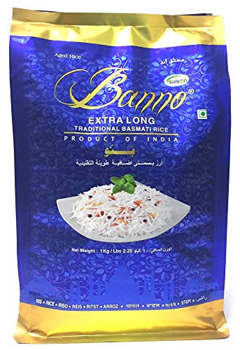 Banno Extra Langkörniger Duftender Basmati Reis (1 KG) von Banno