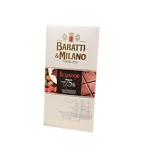 Baratti & Milano - SCHOKOLADENTABLET SCHWARZES GROSSES ROHES ECUADOR 75% KAKAO 75GR von Baratti & Milano
