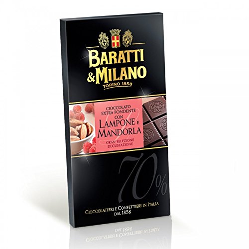 Baratti & Milano - TABLETTE CHOCOLAT NOIR EXTRA 70%, FRAMBOISES & AMANDES 75GR von Baratti & Milano