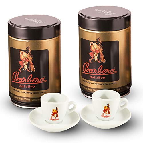 Caffè Barbera - 2 Dosen ganze Bohnen + 2 Espresso Tassen von Barbera