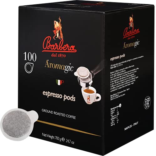 Caffè Barbera - Aromagic 100 Biologisch abbaubare Pads - 4 Packungen x 100 - ESE-System - Gemahlene Kaffeemischung - Intensiv von Barbera