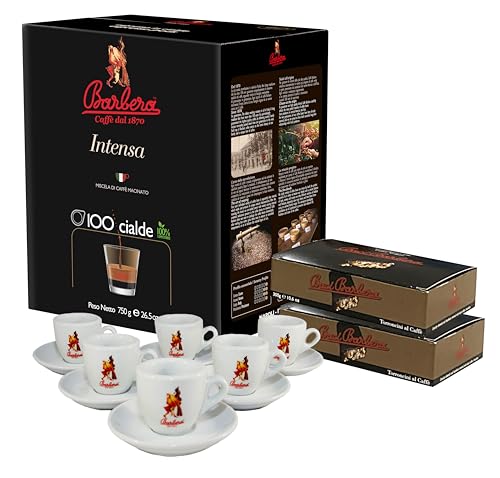 Caffè Barbera - Aromagic 100 biologisch abbaubare Pads - ESE System - Gemahlene Kaffeemischung - Intensiv + 2 Packungen Baci Barbera + Premium Tassenset Caffè Barbera - Aromagic 100 biologisch abbaubare Pads - ESE System - Gemahlene Kaffeemischung - Intensiv + 2 Packungen Baci Barbera + Premium Tassenset von Barbera