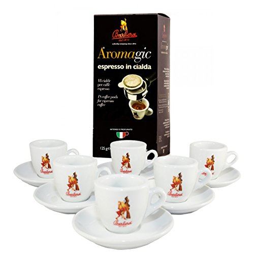 Caffè Barbera - Aromagic 18 biologisch abbaubare Pads - ESE System - Gemahlene Kaffeemischung - Intensiv + Premium Tassenset Caffè Barbera - Aromagic 18 biologisch abbaubare Pads - ESE System - Gemahlene Kaffeemischung - Intensiv + Premium Tassenset von Barbera