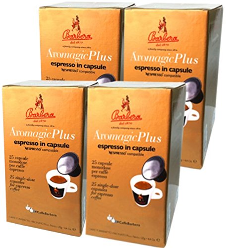 Caffè Barbera - Aromagic Plus 100 Nespresso kompatible Kapseln (4x25) - Espresso Kaffee - Aromatisch von Barbera