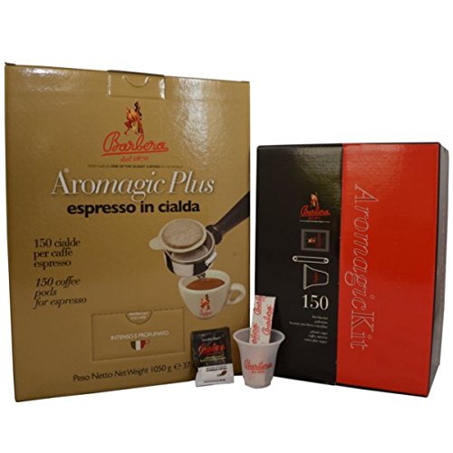 Caffè Barbera - Aromagic Plus Pads 150Stk. + Set aus 150 Espressobechern, Zucker und Stäbchen von Barbera