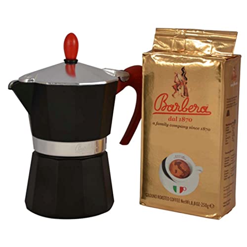 Caffè Barbera - Mokka Espressokocher in Barbera Farben + Barbera 250g gemahlen von Barbera