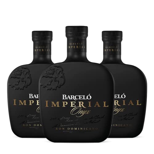 Ron Barceló Imperial Onyx Rum (3x0,7l) 38% vol - In edler Geschenkbox - Preisgekrönter, besonders weicher und runder brauner Rum, durch schwarze Onyx von Barceló
