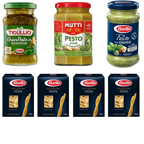 1x Star Tigullio GranPesto Pesto alla Genovese + 1x Barilla Pesto alla genovese 190g + 1x Mutti Pesto Verde Pomodori Verdi 190g + 5x Barilla Pasta trofie 500g von Barilla Deutschland GmbH