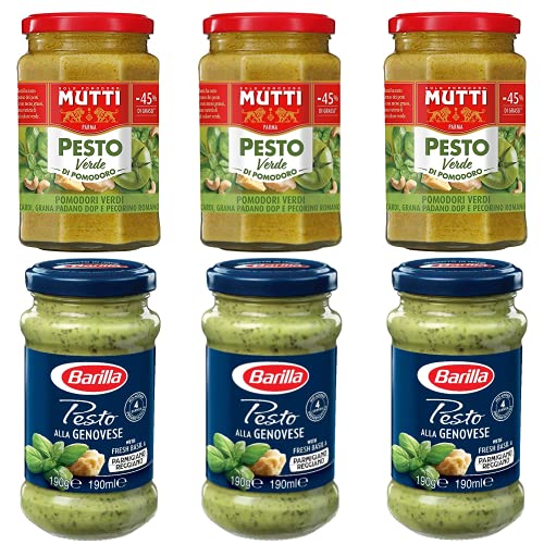 3x Mutti Pesto Verde Pomodori Tomatenpesto Glas 180g + 3x Barilla Pesto alla genovese 190g von Barilla Deutschland GmbH