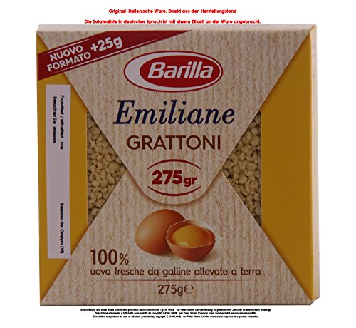 Barilla Emiliane Grattoni all'Uovo 12 x 275g = 3300g Eier 19,36% Eierteigwaren Barilla Emiliane Grattoni all'Uovo 12 x 275g = 3300g Eier 19,36% Eierteigwaren von Barilla Emiliane