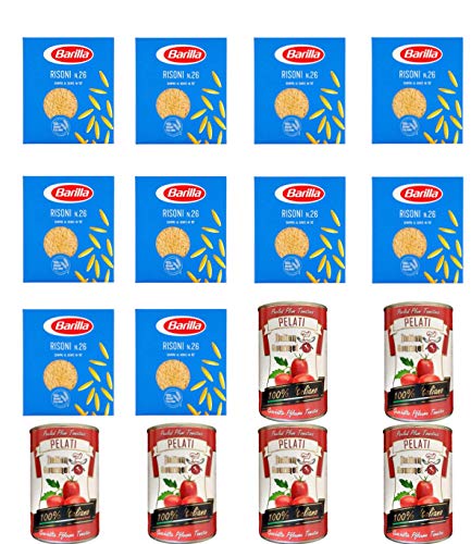 10x Pasta Barilla Risoni Nr. 26 italienisch Nudeln 500 g pack + Italian Gourmet 100% italienische geschälte Tomaten dosen 6x 400g von Barilla