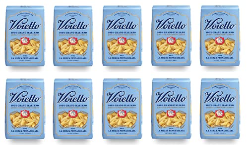 10x Voiello La Mezza Penna Rigata n°154 Pasta 100% Italienischer Weizen 500g Teigwaren aus Hartweizengrieß Bronze-Zeichnung von Barilla