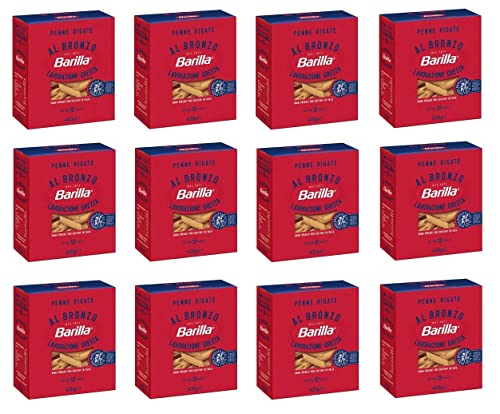 12x Barilla Penne Rigate al Bronzo Bronze Gezogene Pasta 400g Rohe Verarbeitungsmethode von Barilla