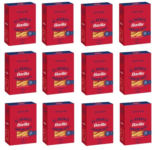 12x Barilla Tortiglioni al Bronzo Bronze Gezogene Pasta 400g Rohe Verarbeitungsmethode von Barilla