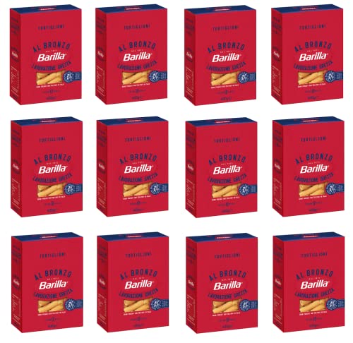 12x Barilla Tortiglioni al Bronzo Bronze Gezogene Pasta 400g Rohe Verarbeitungsmethode von Barilla