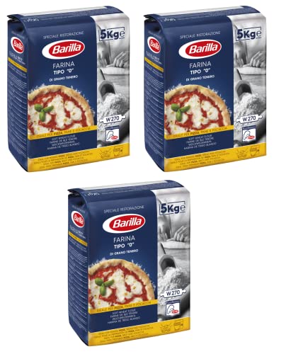 3x Barilla Farina di Grano Tenero Tipo 0 Manitoba Type Mehl 0 Weizenmehl Ideal für Pizza, Brot und Focaccia 5Kg von Barilla