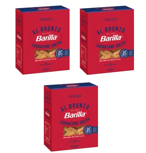 3x Barilla Fusilli al Bronzo Bronze Gezogene Pasta 400g Rohe Verarbeitungsmethode von Barilla