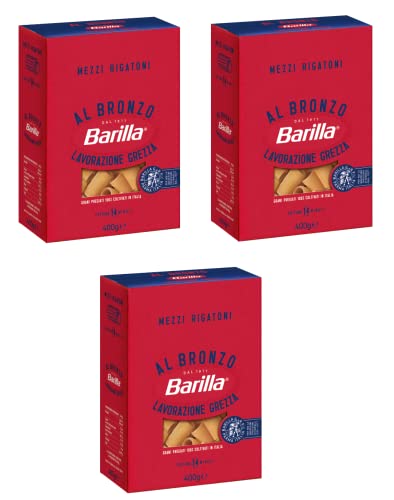 3x Barilla Mezzi Rigatoni al Bronzo Bronze Gezogene Pasta 400g Rohe Verarbeitungsmethode 3x Barilla Mezzi Rigatoni al Bronzo Bronze Gezogene Pasta 400g Rohe Verarbeitungsmethode von Barilla