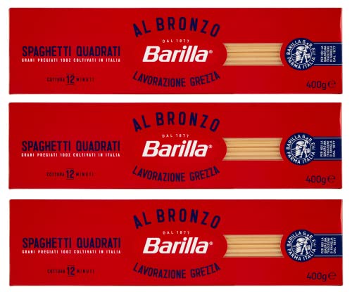 3x Barilla Spaghetti Quadrati al Bronzo Bronze Gezogene Pasta 400g Rohe Verarbeitungsmethode von Barilla