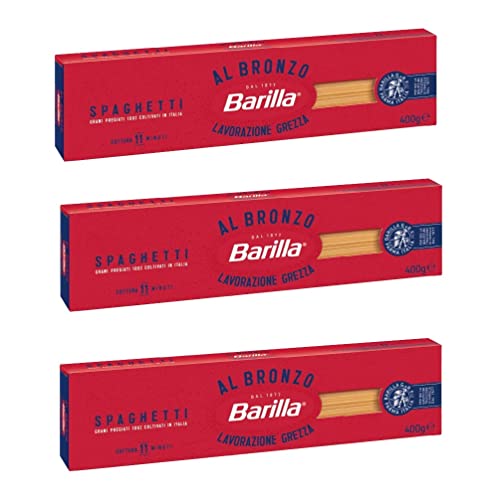 3x Barilla Spaghetti al Bronzo Bronze Gezogene Pasta 400g Rohe Verarbeitungsmethode von Barilla