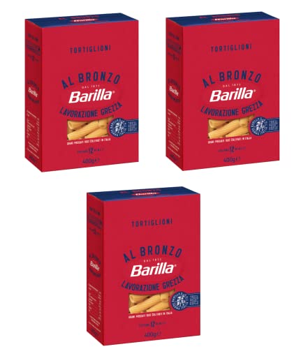 3x Barilla Tortiglioni al Bronzo Bronze Gezogene Pasta 400g Rohe Verarbeitungsmethode von Barilla